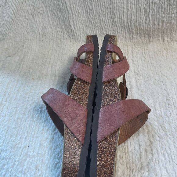 Viking Terracotta leather Embossed loop toe straps sandals EUR SZ38 - Picture 6 of 10